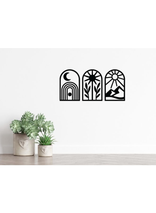 هوم جاليري مجموعة من فنون الحائط الخشبية بتصميم بوهو - Image 2