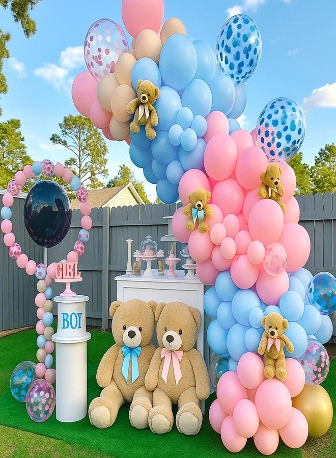 باتيمات زينة كشف جنس المولود على شكل دب باتيميت، طقم قوس بالونات وردي وأزرق، صندوق هدايا للأطفال مع حروف، خلفية لديكور كشف جنس المولود (ولد أو بنت)، لوازم حفلات استقبال المولود - Image 4