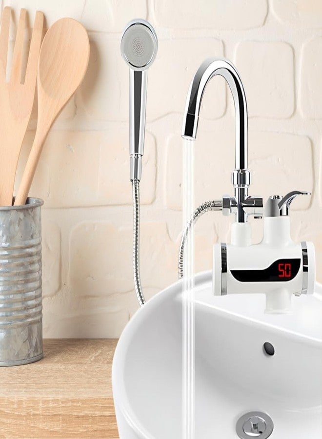Drumstone (𝐃𝐢𝐰𝐚𝐥𝐢 𝐒𝐩𝐞𝐜𝐢𝐚𝐥 𝟏𝟎+𝟓 𝐘𝐞𝐚𝐫𝐬 𝐖𝐚𝐫𝐫𝐚𝐧𝐭𝐲) 360° Rotating Tankless Water Heater Faucet 3000 W 220 V - LED Digital Display Instant Hot Water Shower & Kitchen Tap Set - Image 2