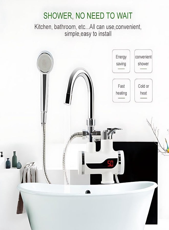 Drumstone (𝐃𝐢𝐰𝐚𝐥𝐢 𝐒𝐩𝐞𝐜𝐢𝐚𝐥 𝟏𝟎+𝟓 𝐘𝐞𝐚𝐫𝐬 𝐖𝐚𝐫𝐫𝐚𝐧𝐭𝐲) 360° Rotating Tankless Water Heater Faucet 3000 W 220 V - LED Digital Display Instant Hot Water Shower & Kitchen Tap Set - Image 3