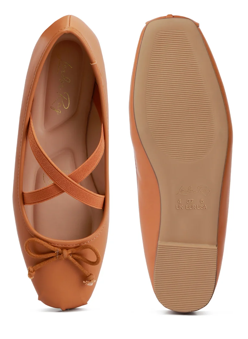 London Rag Recycled Faux Leather Ballet Flats in Tan