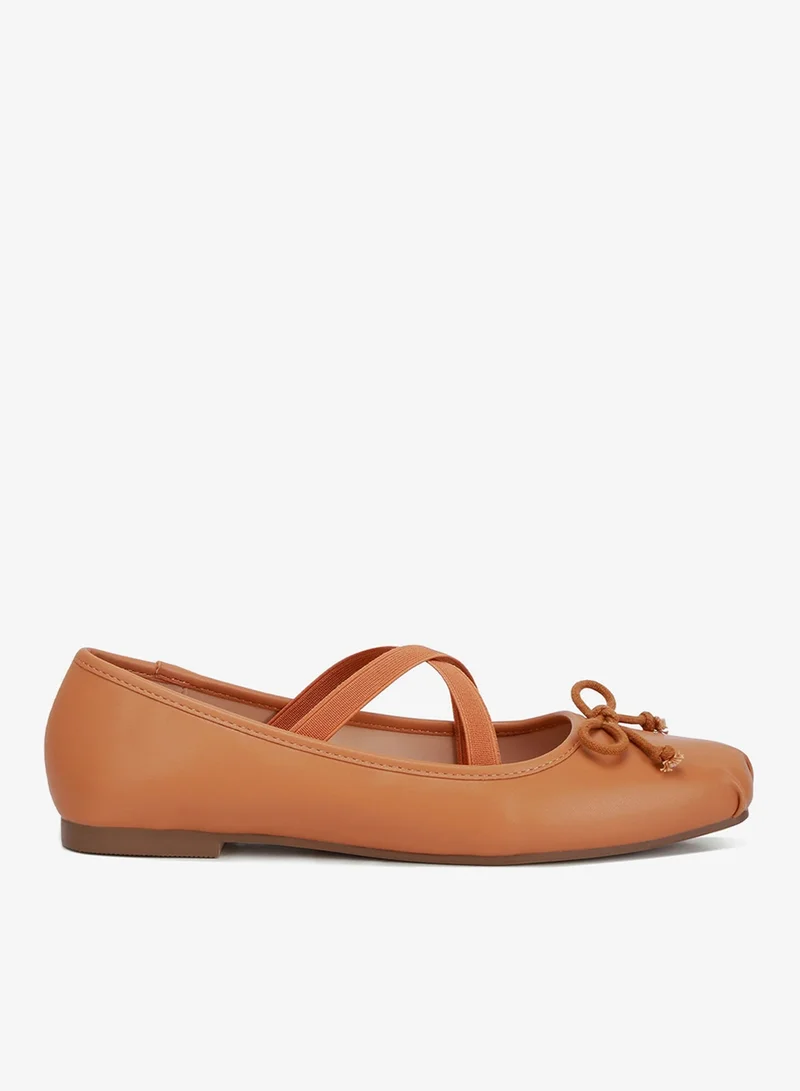 Recycled Faux Leather Ballet Flats in Tan