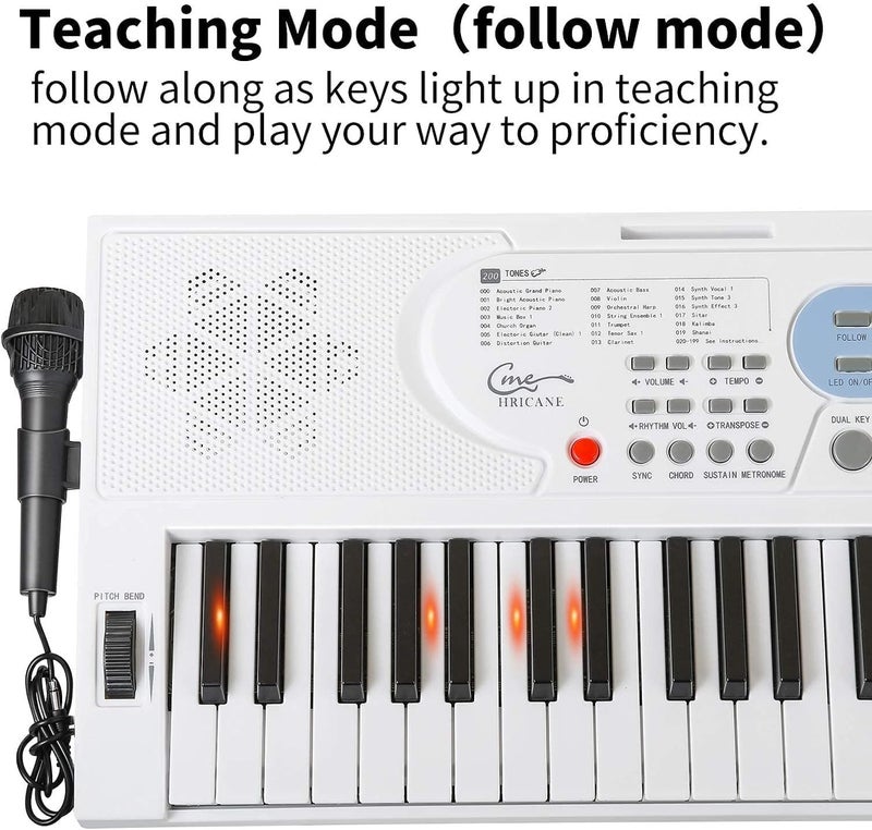 Hricane 61 Keys Piano Keyboard with Microphone Piano Note Sticker Power Supply Music Stand Electronic Digital Keyboard Gift for Beginners Boys Girls Lovers Girlfriend Friends - Image 4