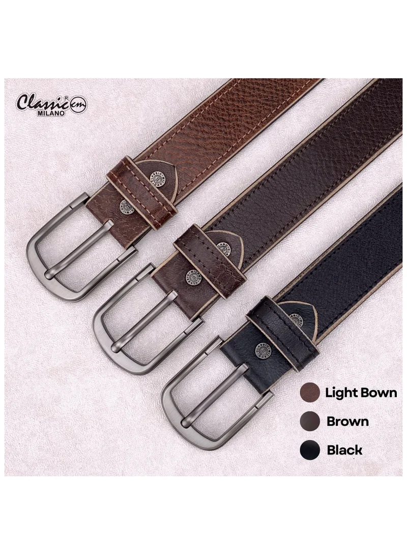 Classic Milano Tan (HPSD) Classic Milano Genuine Leather Belt for Men - Semi-Casual & Party Wear Belt for Jeans, Casual Outfits, and Gifts - Black, Brown & Tan Men’s Belt for Men | Best Price UAE