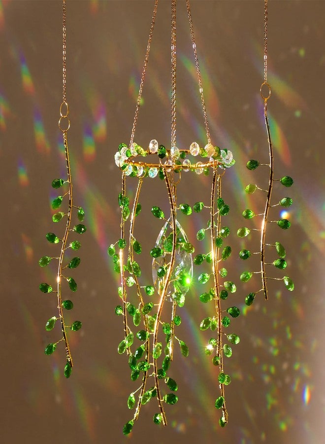 Suncalla 3 Pcs Crystal Suncatchers for Window Boho Decor Plant Sun Catchers Green Plants Artificial Hanging Wind Chime Sun Catchers with Chain Making Rainbow Indoor Outdoor Decor Plant Lover Gift - Image 1