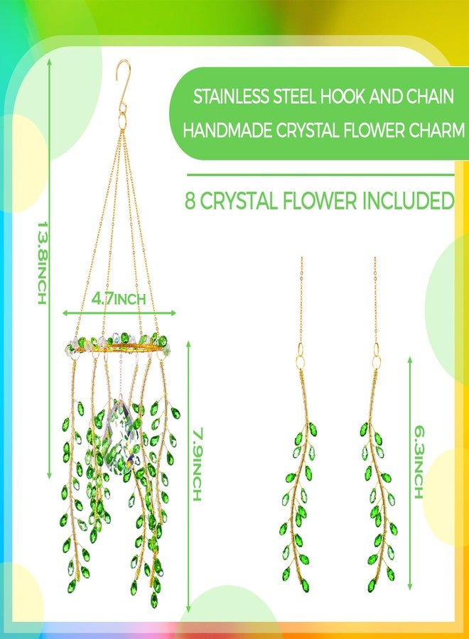 Suncalla 3 Pcs Crystal Suncatchers for Window Boho Decor Plant Sun Catchers Green Plants Artificial Hanging Wind Chime Sun Catchers with Chain Making Rainbow Indoor Outdoor Decor Plant Lover Gift - Image 3