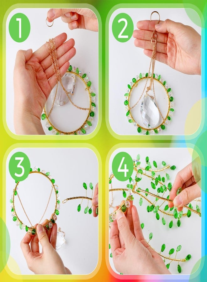 Suncalla 3 Pcs Crystal Suncatchers for Window Boho Decor Plant Sun Catchers Green Plants Artificial Hanging Wind Chime Sun Catchers with Chain Making Rainbow Indoor Outdoor Decor Plant Lover Gift - Image 4