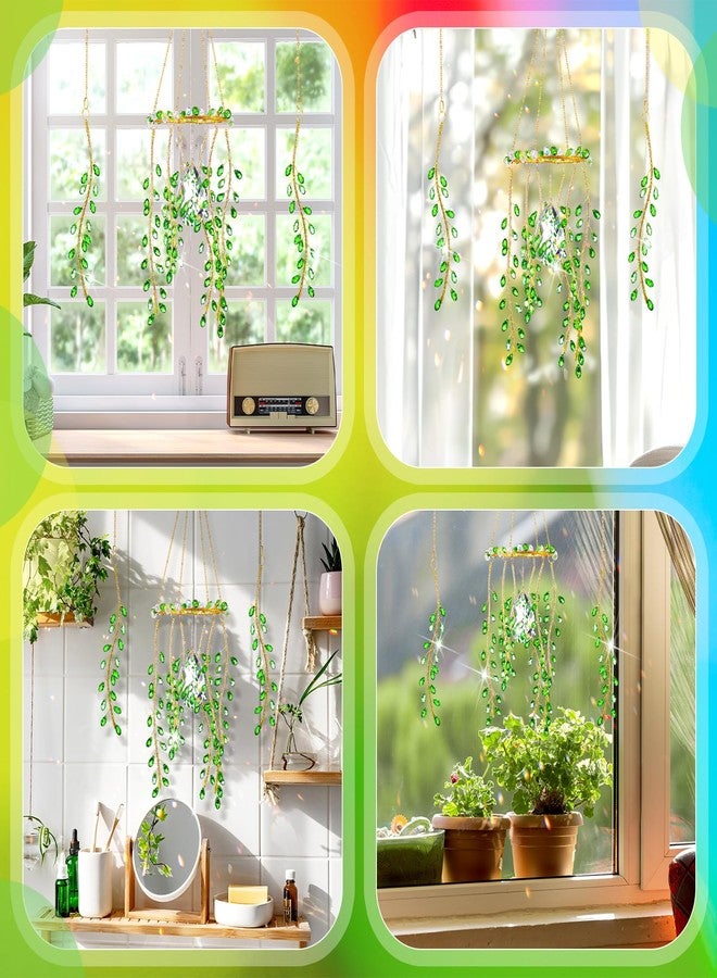 Suncalla 3 Pcs Crystal Suncatchers for Window Boho Decor Plant Sun Catchers Green Plants Artificial Hanging Wind Chime Sun Catchers with Chain Making Rainbow Indoor Outdoor Decor Plant Lover Gift - Image 2