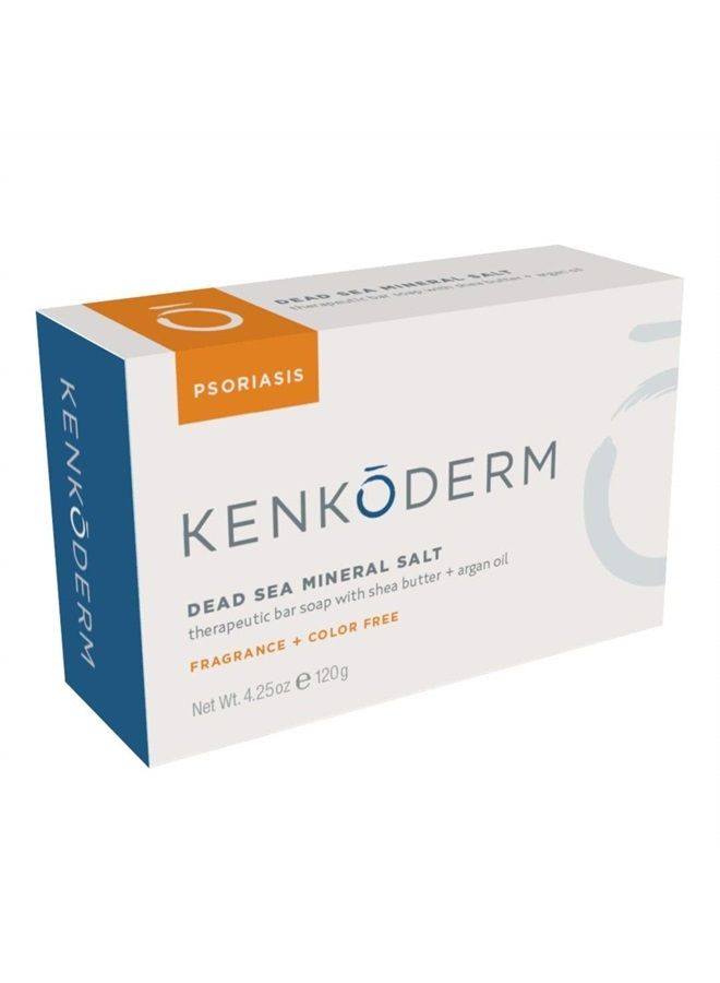 KENKODERM Psoriasis Mineral Salt Soap with Argan Oil & Shea Butter 4.25 oz | 4 Bars | Dermatologist Developed | Fragrance + Color Free - Image 3