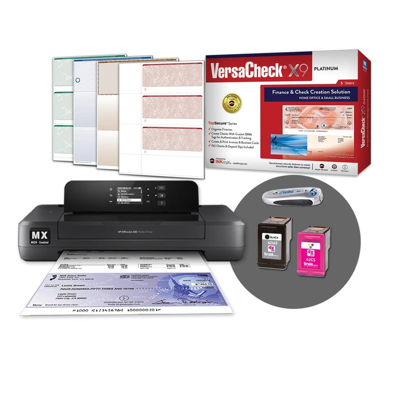 VersaCheck HP Officejet 200 MXE Portable Wireless MICR Printer X9 Platinum 5-User Printing Software Bundle - Image 5
