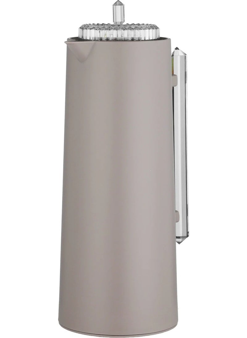 Glory Thermos, 1 Liter, Glass Inner Container, Pump, Transparent Handle - Cappuccino - Image 3