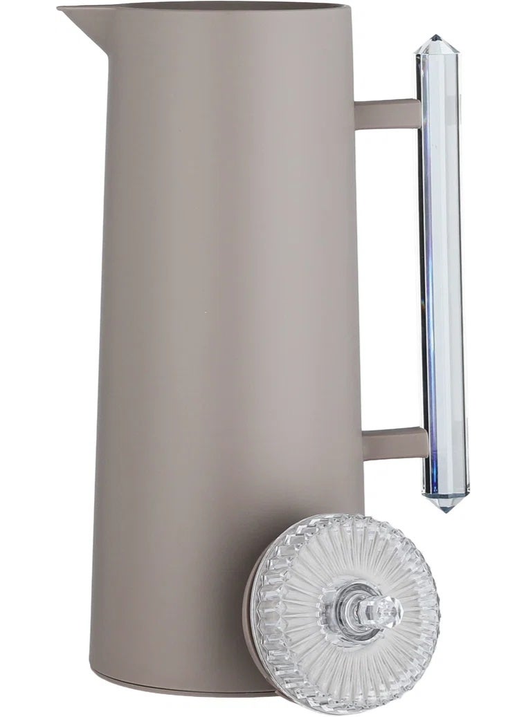 Glory Thermos, 1 Liter, Glass Inner Container, Pump, Transparent Handle - Cappuccino - Image 4