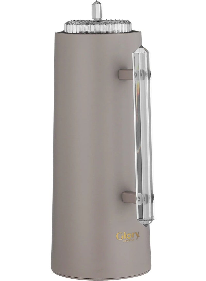 Glory Thermos, 1 Liter, Glass Inner Container, Pump, Transparent Handle - Cappuccino - Image 2