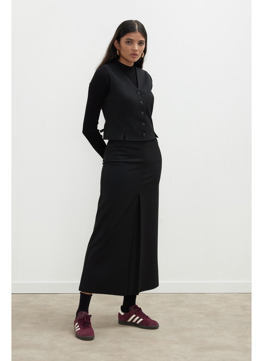 Manuka - Premium Detailed Pencil Skirt Black - Image 1