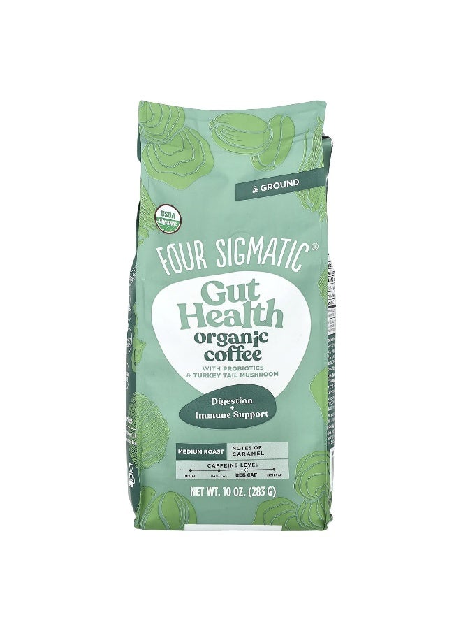 Four Sigmatic, Gut Health, Organic Coffee with Probiotics and Turkey Tail Mushroom, Ground, Medium Roast, 10 oz (283 g) (Packaging may vary) - Image 1