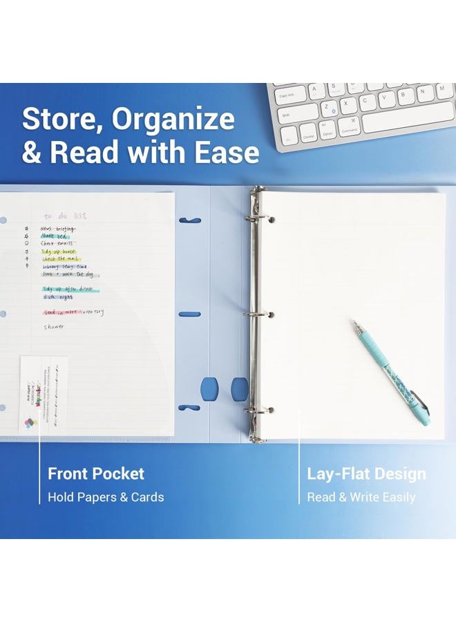 MUKAWA 1 Inch 3 Ring Binder – Flexible D-Ring Binder, 225 Sheet Capacity, Durable Folder for School, Office, Documents, 1 Pack, Blue - Image 3