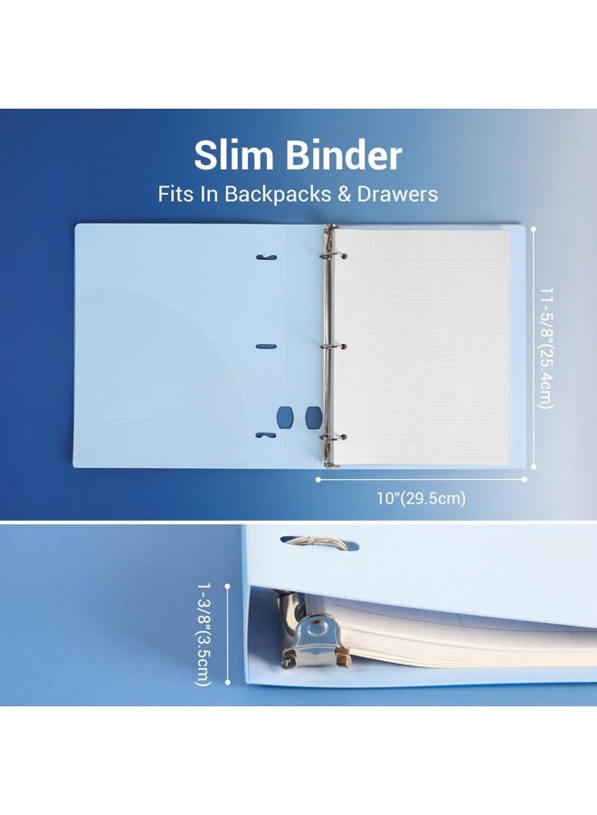 MUKAWA 1 Inch 3 Ring Binder – Flexible D-Ring Binder, 225 Sheet Capacity, Durable Folder for School, Office, Documents, 1 Pack, Blue - Image 2
