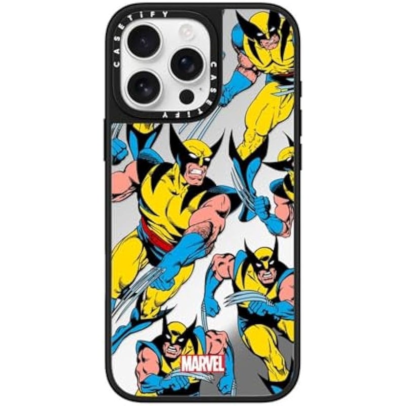 Casetify Mirror iPhone 16 Pro Max Case 【Deadpool & Wolverine Co-Lab / 4.9ft Drop Protection/Magsafe】 - Wolverine Pattern Case - Silver on Black - Image 1