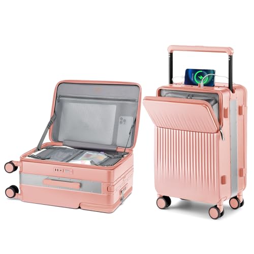 Joyway Carry on Luggage Airline Approved, Hardside Carry-on Suitcase with Charging Port and Spinner Wheels, Hardshell 20 Inch Luggage with TSA Lock, Pink - Image 1