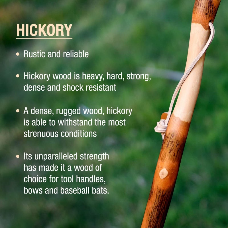 Brazos Rustic Wood Walking Stick, Twisted Hickory, Traditional Style Handle, for Men & Women, Made in The USA, 48" - Image 3