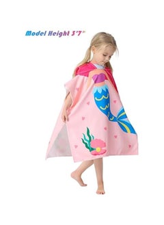 HOOKOR Kids Bath Towel for 1-6 Years Toddler, Kids Hooded Towel, Microfiber Bath Towel Super Soft Robe Poncho Bathrobe, kids Swimming Beach Holiday Water Playing Pool Bath Coverups (Pink Mermaid)  - Image 2