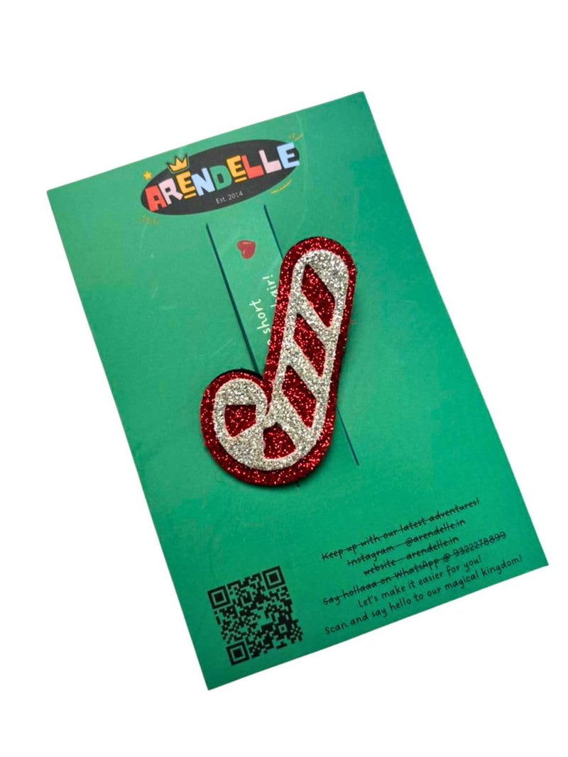 Arendelle Glitter Foam Christmas Candy Cane Hair Pin - Sparkly Festive Hair Clips [AHA415] - Image 3