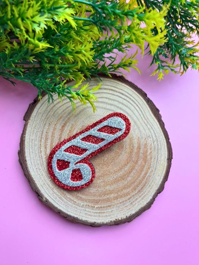 Arendelle Glitter Foam Christmas Candy Cane Hair Pin - Sparkly Festive Hair Clips [AHA415] - Image 4