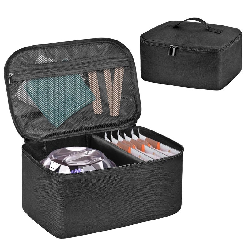 BOHEMIABY Portable Wax Warmer Bag Waxing Machine Storage Organizer Case for HardSoft Wax Pots Tools Accessories with Separators Mesh Pockets for Beauticians Home Salon Travel - Image 2