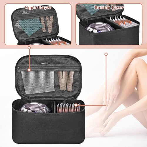 BOHEMIABY Portable Wax Warmer Bag Waxing Machine Storage Organizer Case for HardSoft Wax Pots Tools Accessories with Separators Mesh Pockets for Beauticians Home Salon Travel - Image 3