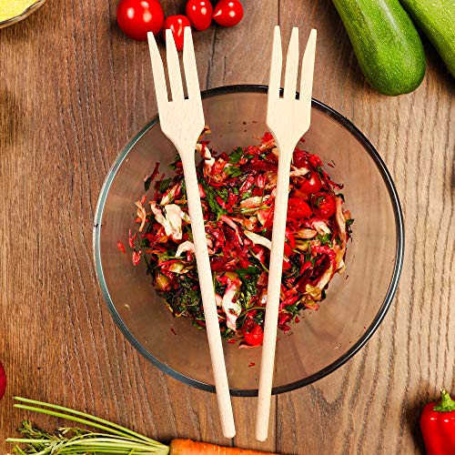 StesoSHOP Wooden Forks for Cooking - 2 pcs Wood Fork Set Perfect Size Great for Cooking - Salad Pasta Grill Tasting Fork Wood - Wood Kitchen Utensils - Image 3