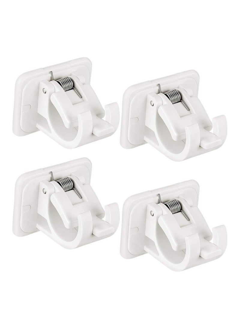 Adjustable Rod Bracket, 4Pcs Nail Free Self Adhesive Curtain Rod Brackets, No Drill Round Rod Fixing Clip for Hanging Net Curtain, Party Garden Decoration  - Image 1