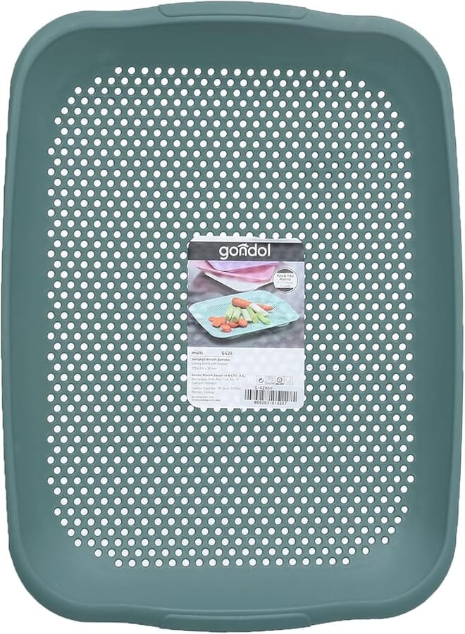 Gondol Multi Chopping Board With Strainer (365 * 275 * 30 mm) Green