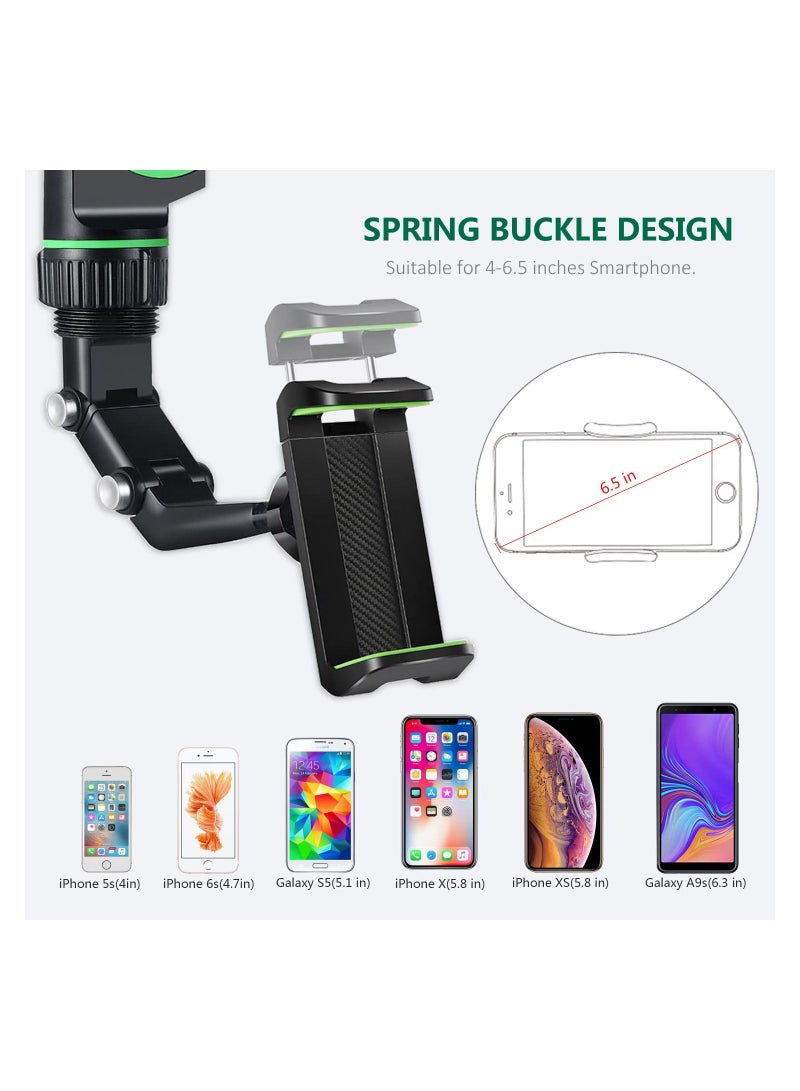 SYOSI Rear View Mirror Phone Mount, 360° Rotating Phone Mount for Car, Multifunctional Universal Car Holder for Car Compatible with iPhone Samsung All 4-7 Inch Cell Phones and GPS - Image 2