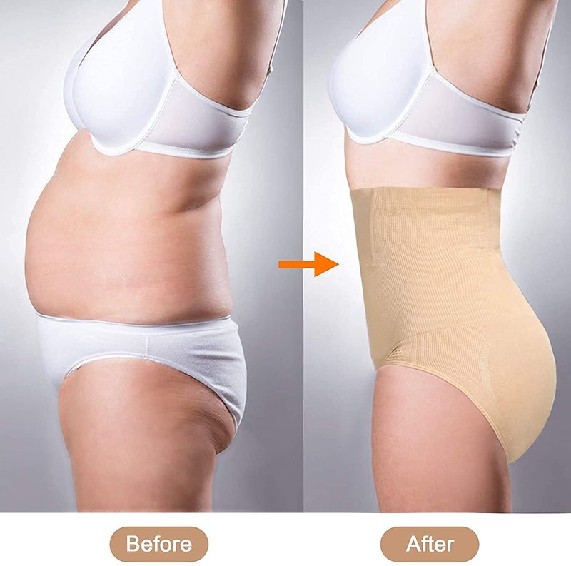 Keepcart Women's Spandex & Nylon Tummy Control Panties (Pack Of 1) (Kp-Shortblack_Cream1_L) - Image 5