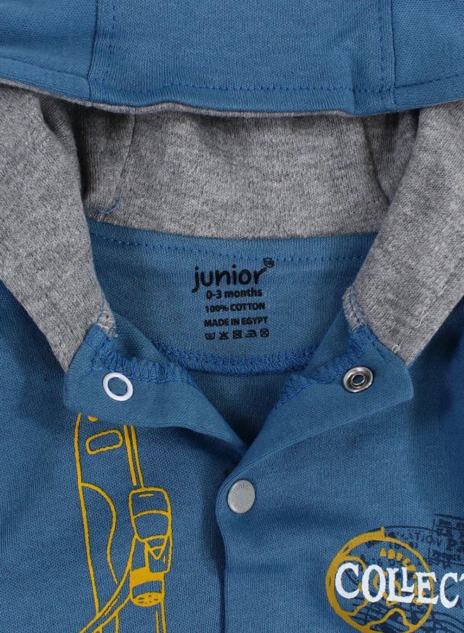 جونيور طقم بيبي أولادي بدون أقدام بلون نيلي بطبعة “COLLECTOR” عصرية - Image 3