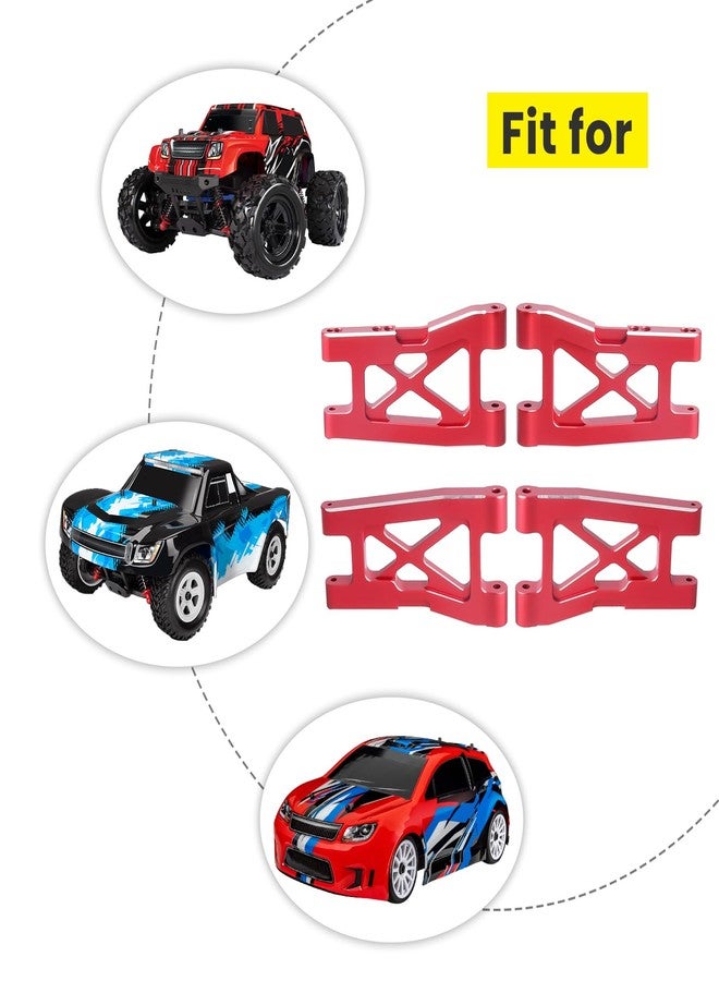Hobbyfire Aluminum Front & Rear Suspension Arms 4-Pack Upgrades for 1/18 Traxxas LaTrax Teton Desert Prerunner SST, Replace Parts 7630 (Red) - Image 2