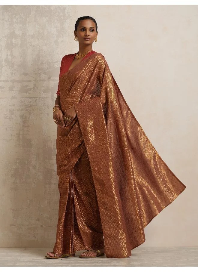 ترو برونز trueBrowns Brown Gold Lurex Ready To Wear Saree