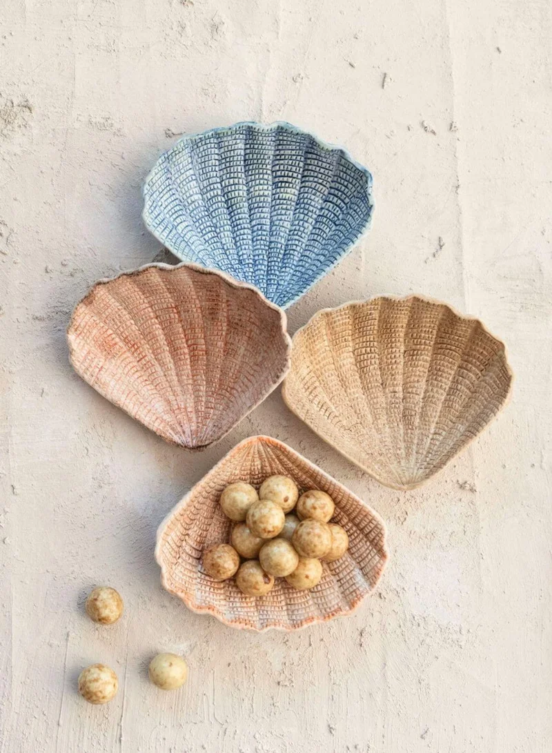 The Saffron Souk Coastal Seashell Decorative Dishes (Set of 4)