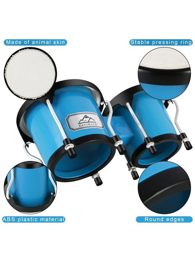 EastRock Bongo Drum 4” and 5” Set for Kids Adults Beginners,Percussion Bongos Drum With Tuning Wrench (Blue) - Image 2