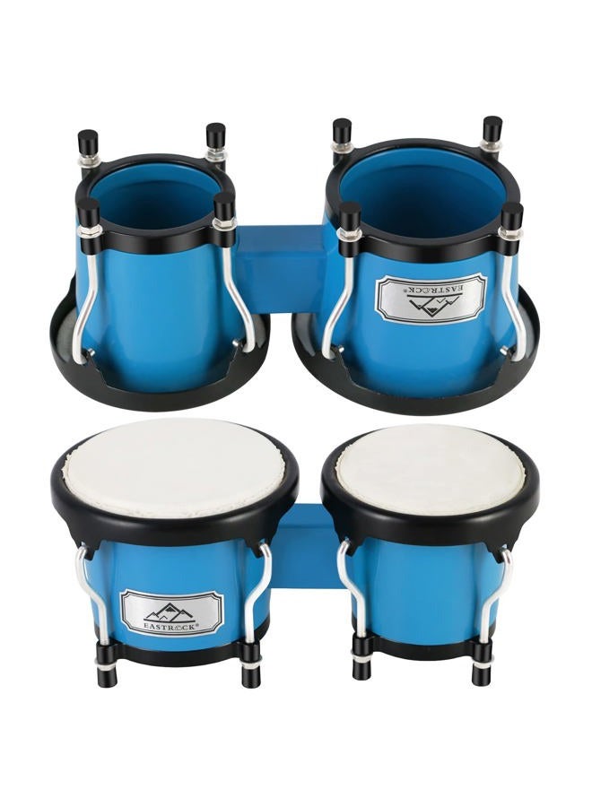 EastRock Bongo Drum 4” and 5” Set for Kids Adults Beginners,Percussion Bongos Drum With Tuning Wrench (Blue) - Image 4