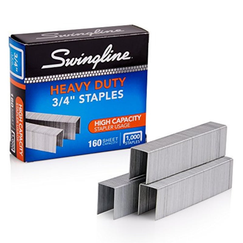 Swingline Staples, Heavy Duty for Desktop Staplers, 3/4" Length, 100/Strip, 1000/Box (35319) - Image 1