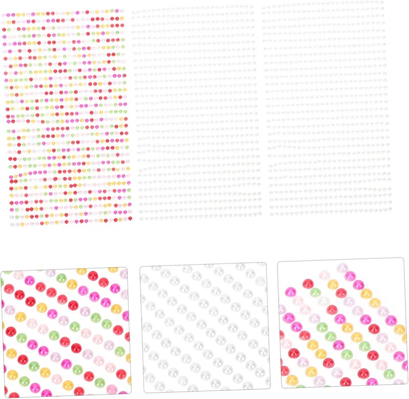 Outanaya 3sheets Face Jewel Stickers Pearl for Crafts Pearl Stickers for Makeup Face Gems - Image 2