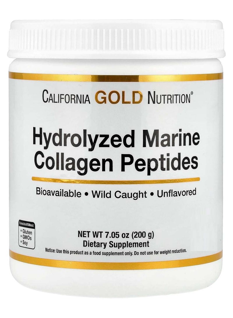 كاليفورنيا غولد نيوترشن بيبتيدات الكولاجين البحري المتحلل مائيًا، بدون نكهات، 7.05 أونصة (200 جم) - Image 1