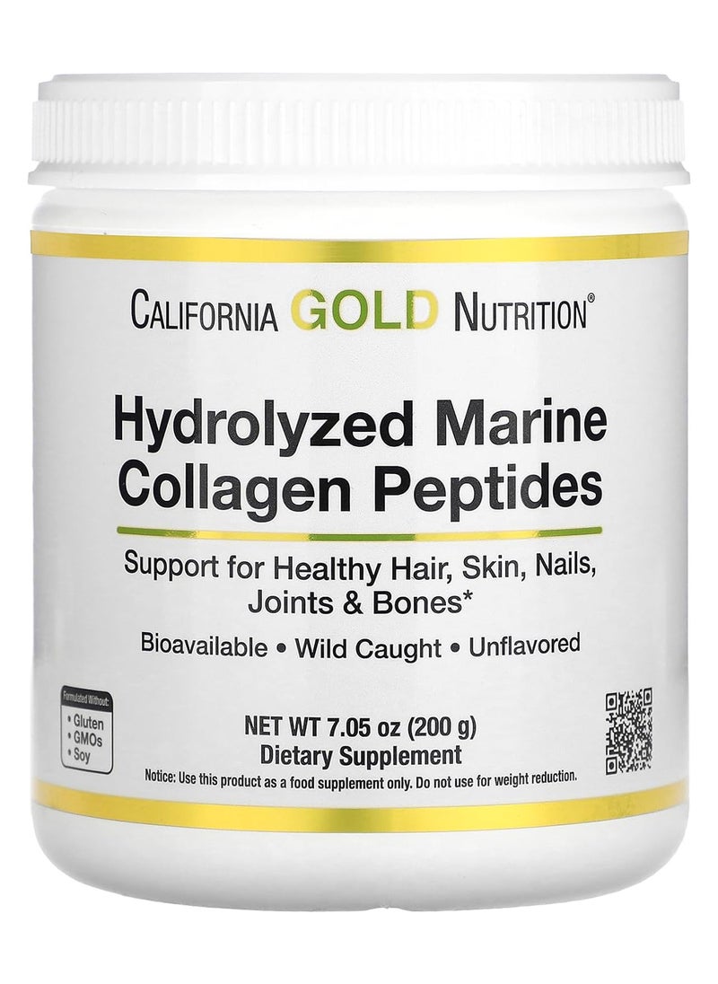 California Gold Nutrition - Hydrolyzed Marine Collagen Peptides, Unflavored, 7.05 Oz (200 G) - Image 1
