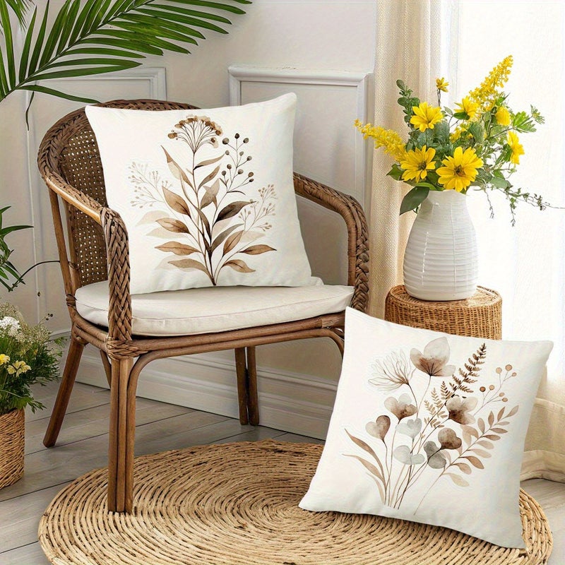 أغطية وسائد نباتية بوهيمية - 4 قطع مقاس 16×16 بوصة - غطاء ديكوري بنمط طبيعي - Image 5