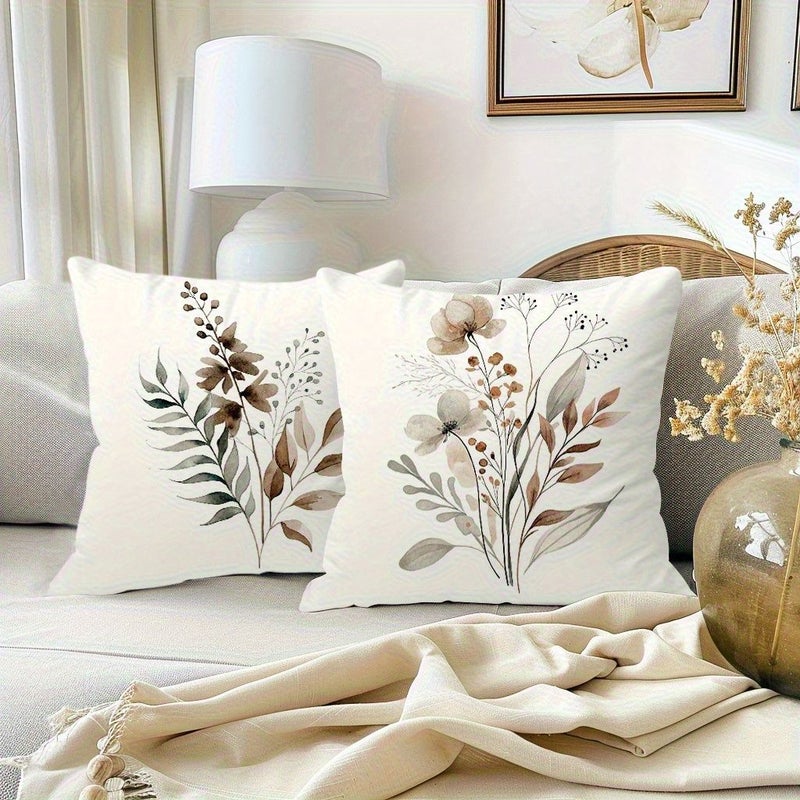 أغطية وسائد نباتية بوهيمية - 4 قطع مقاس 16×16 بوصة - غطاء ديكوري بنمط طبيعي - Image 3