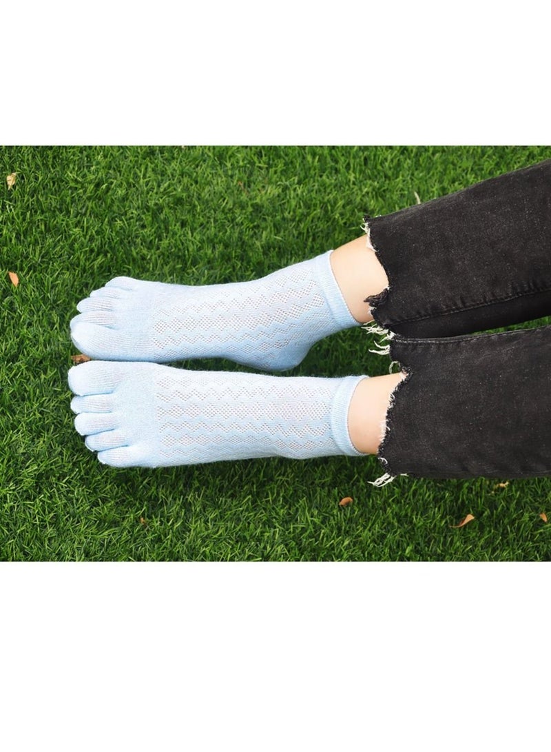 SYOSI Women Toe Socks Cotton Five Finger Running Socks Mini Crew Sport Socks, 5 Pairs  - Image 3