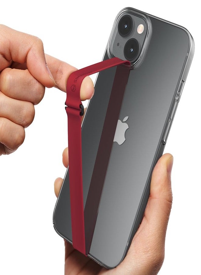 Sinjimoru Stretching Silicone Phone Strap as Cell Phone Grip Holder, Reusable Slim Cell Phone Holder for Hand with Clip for Galaxy & iPhone Case. Sinji Finger Strap Clip WineRed 230 - Image 1
