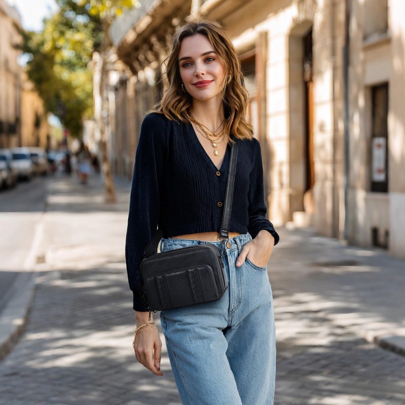 Yarnic Small Crossbody Bags for Women with Detachable Wallet Trendy Vegan Leather Cell Phone Purse with Credit Card Slots Adjustable Strap Large Opening Daily Shoulder Bag (black) - Image 2