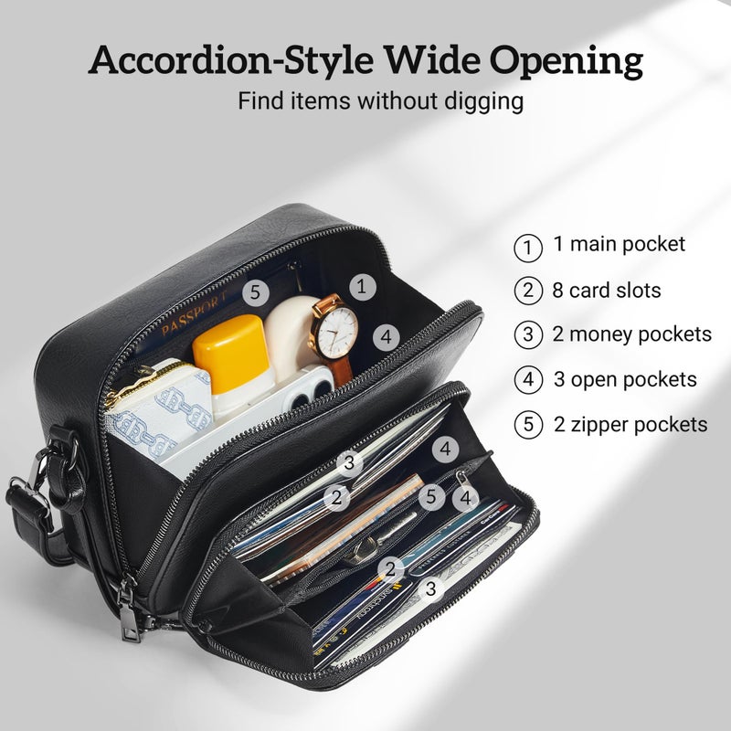 Yarnic Small Crossbody Bags for Women with Detachable Wallet Trendy Vegan Leather Cell Phone Purse with Credit Card Slots Adjustable Strap Large Opening Daily Shoulder Bag (black) - Image 4